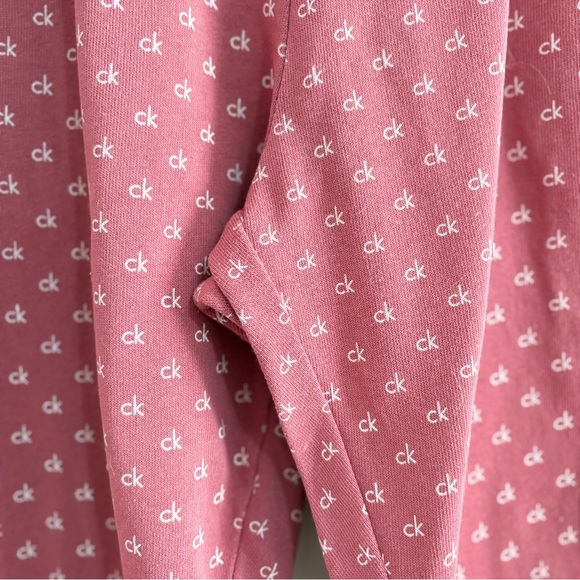 Calvin Klein Pink CK Pattern Cotton Cuffed Joggers - Picture 8 of 16